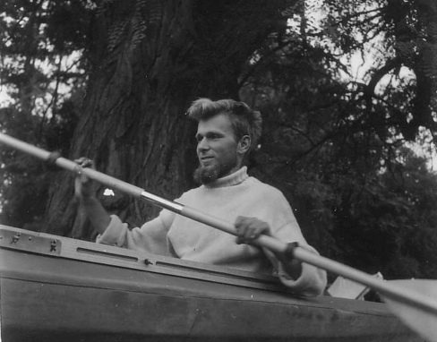 Historic photo of Peter Gordon Lawrence canoeing