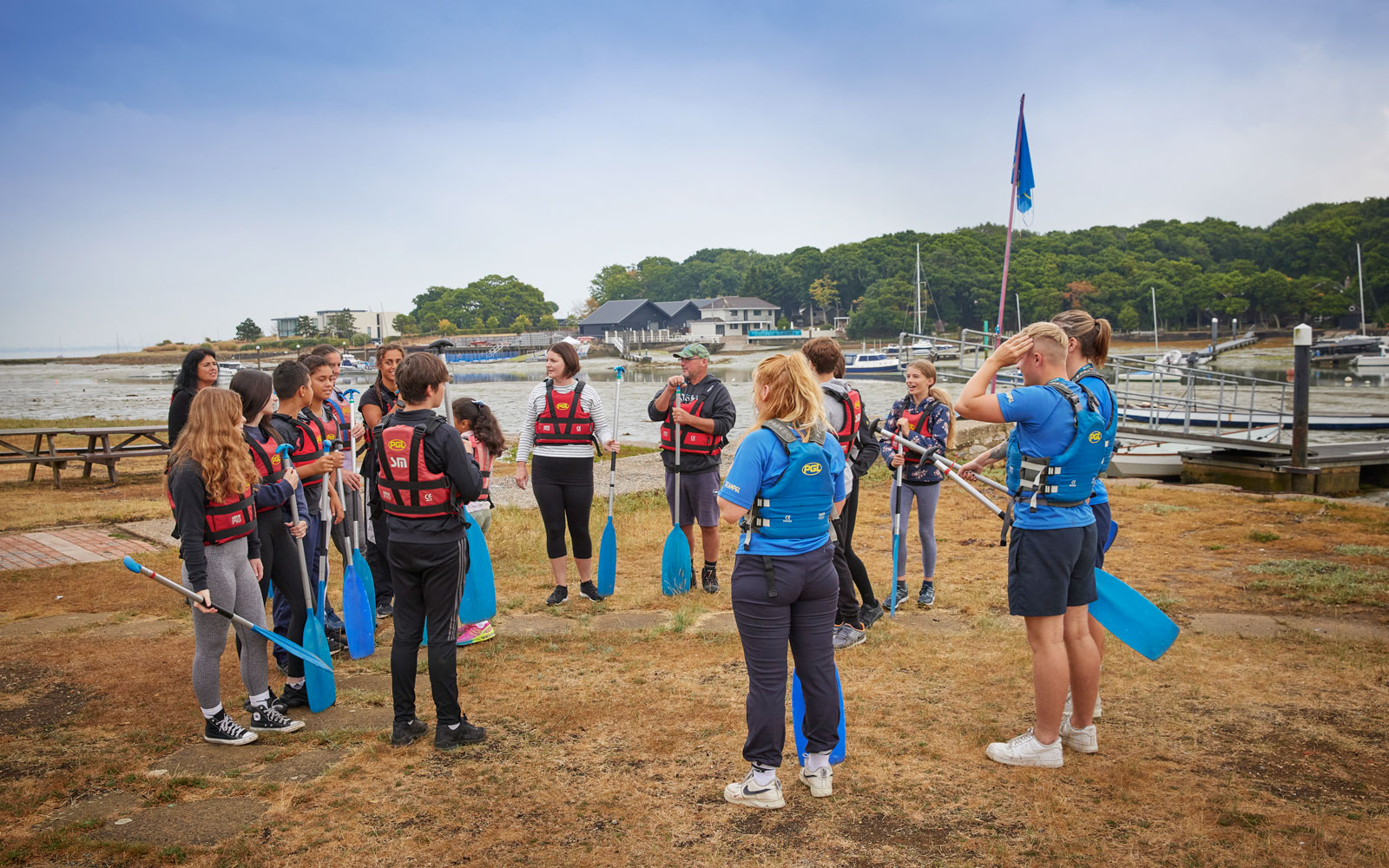 Paddle sports instructors on the Isle of Wight leading a group activity