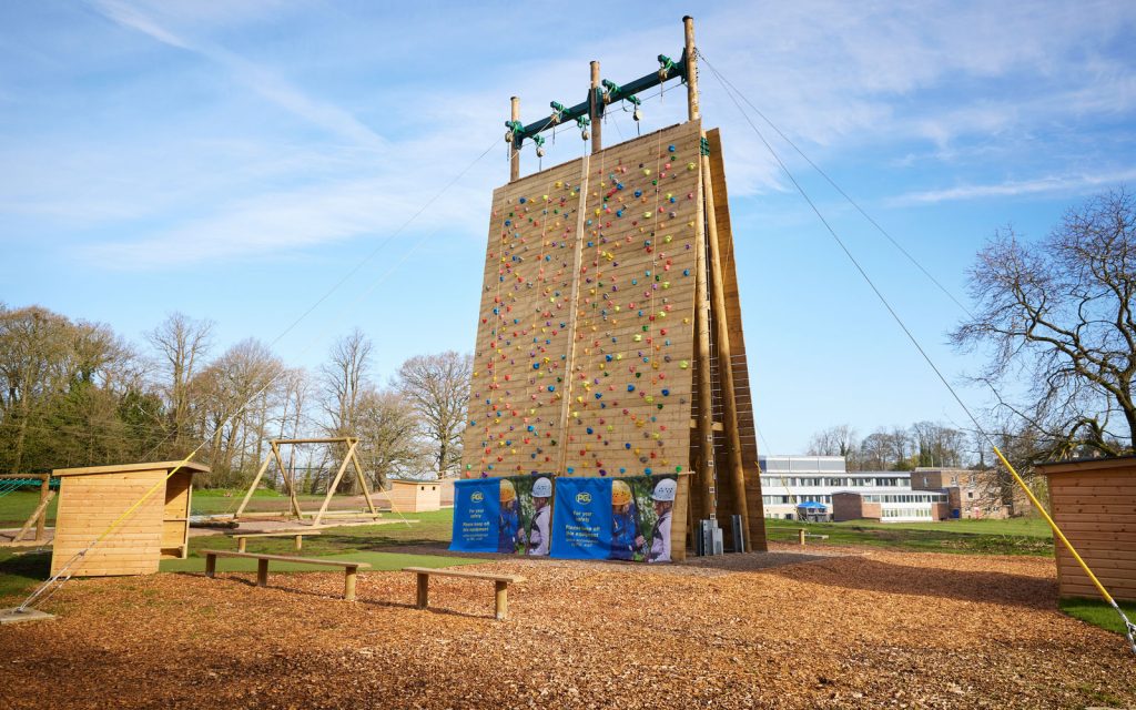The climbing wall at PGL Newby Wiske Hall