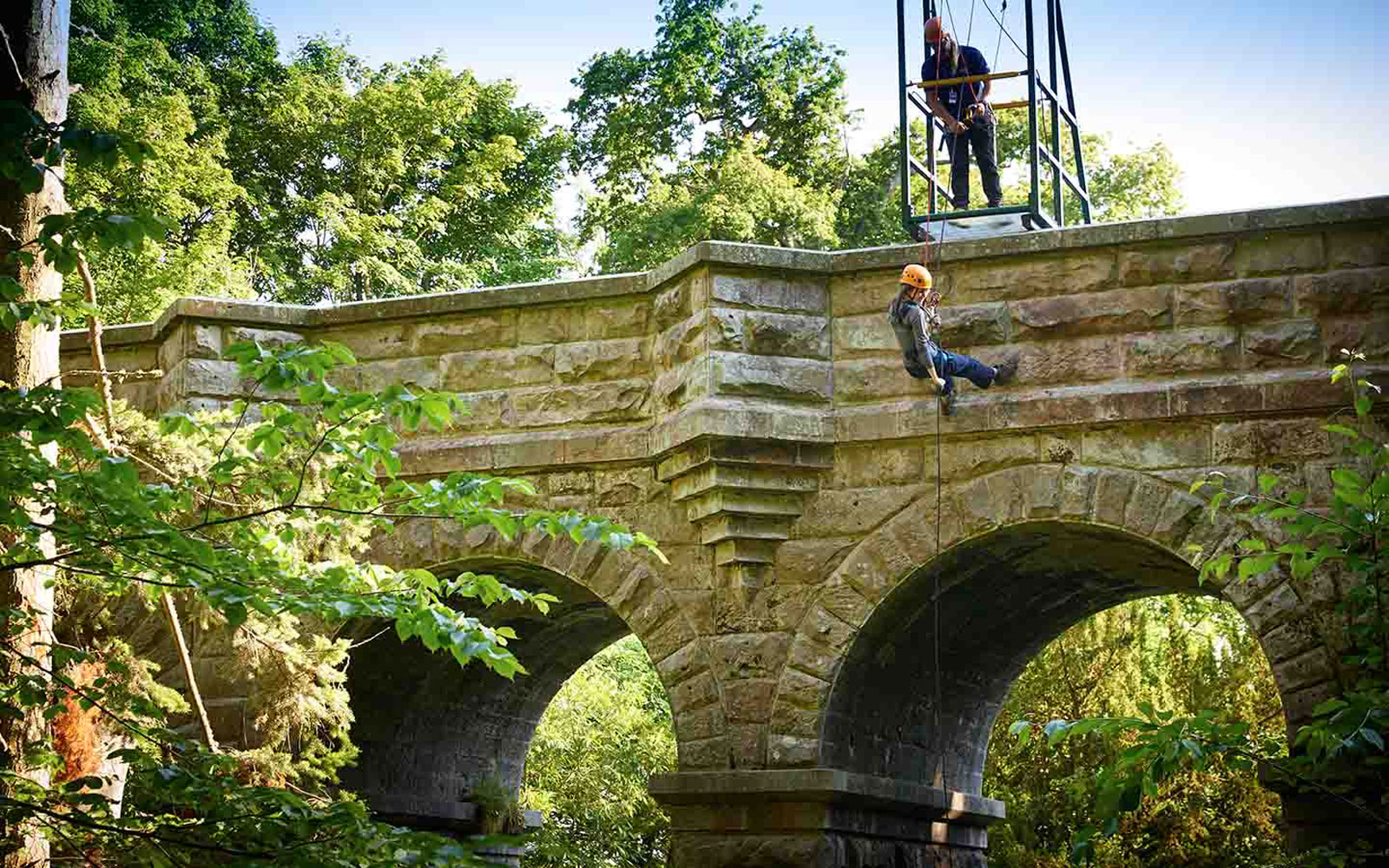 Bridge abseiling at Ford Castle